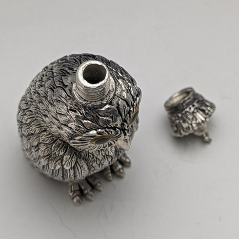 Vintage Sterling Silver Owl Shape Portable Perfume Bottle