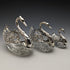 1972 British Vintage Swan Shape Sterling Silver & Cut Glass Accessory Case Large Medium Small Set of 3