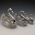 1972 British Vintage Swan Shape Sterling Silver & Cut Glass Accessory Case Large Medium Small Set of 3