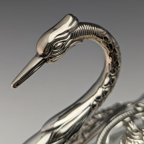 1972 British Vintage Swan Shape Sterling Silver & Cut Glass Accessory Case Large Medium Small Set of 3