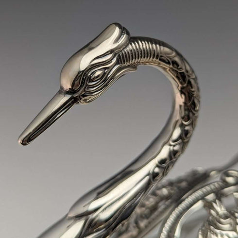 1972 British Vintage Swan Shape Sterling Silver & Cut Glass Accessory Case Large Medium Small Set of 3