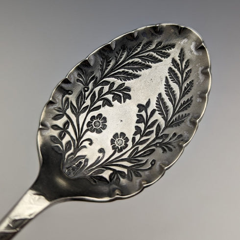 英国アンティーク カットガラス ジャムポット シルバープレート製蓋&スプーン