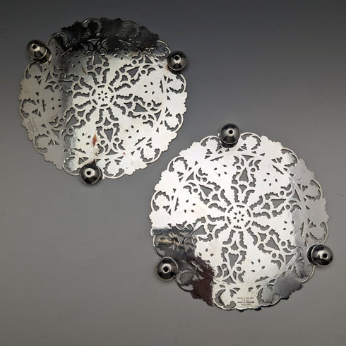 British vintage silver plate teapot stand pair