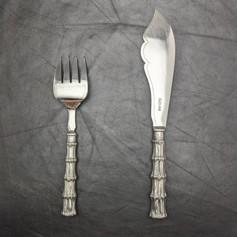 1900年頃 英国アンティーク シルバープレート製 フィッシュサーバーセット