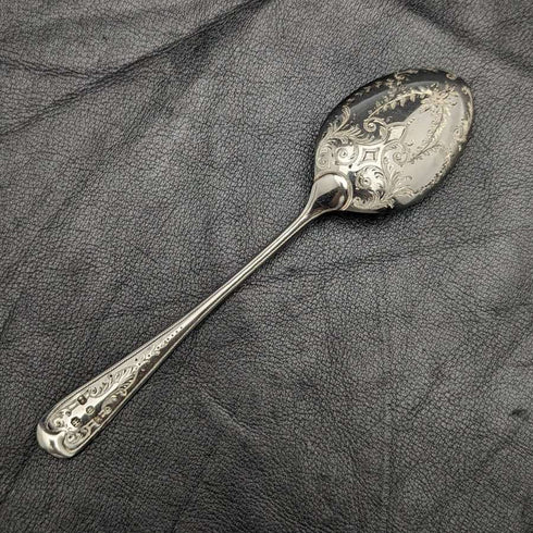 1894 British Antique Sterling Silver Spoon Fine Engraving Case