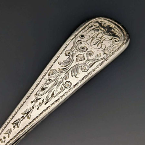 1894 British Antique Sterling Silver Spoon Fine Engraving Case