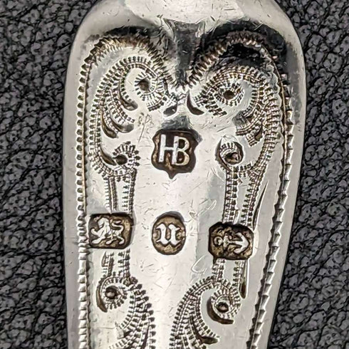 1894 British Antique Sterling Silver Spoon Fine Engraving Case