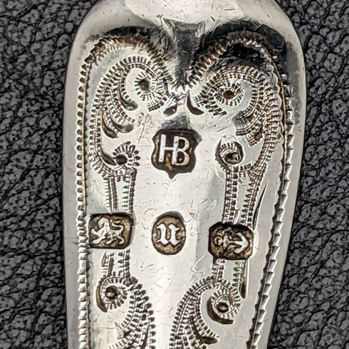 1894年 英国アンティーク 純銀製スプーン 細密彫刻 ケース入