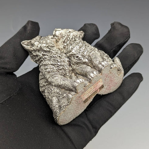 英国William Comyns 2匹の子猫 純銀張り彫刻 フィギュリン 178g