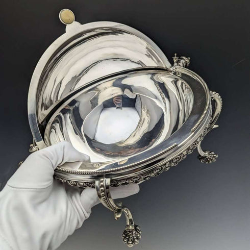 Around 1900 English antique silver plate breakfast dish MARTIN HALL