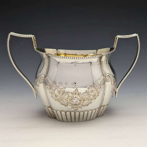 1897年 英国アンティーク 純銀製シュガーポット&クリームジャグ 計183g