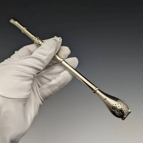 ヴィンテージ コンチネンタルシルバー製ハンドル マテ茶用ストロー(ボンビージャ)