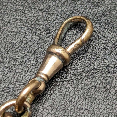 British Antique Rolled Gold Albert Chain 9ct Gold Heart Locket Fob