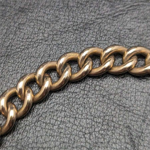 British Antique Rolled Gold Albert Chain 9ct Gold Heart Locket Fob