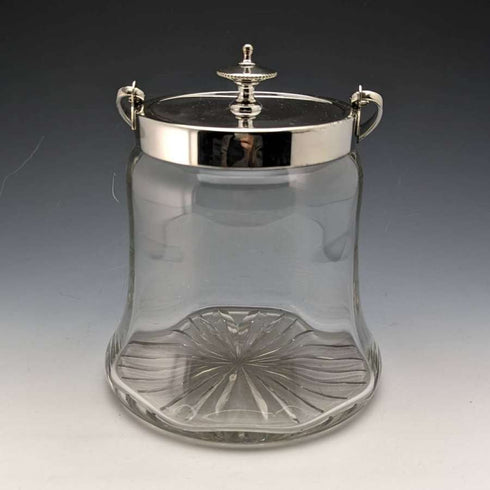 Barril para galletas de cristal tallado vintage británico con tapa plateada 917g