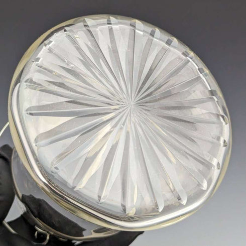 Barril para galletas de cristal tallado vintage británico con tapa plateada 917g