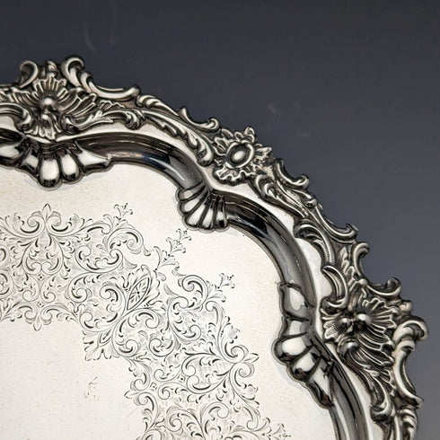 1899 年英國古董純銀薩爾瓦卡片托盤直徑 21.5 厘米 400 克巴克兄弟