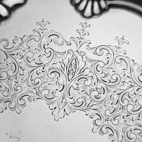 1899 年英國古董純銀薩爾瓦卡片托盤直徑 21.5 厘米 400 克巴克兄弟