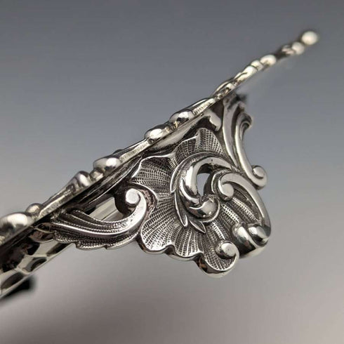 1899 British Antique Sterling Silver Salva Card Tray Diameter 21.5cm 400g Barker Bros