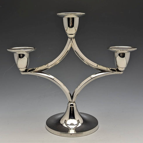 British Vintage Silver Plated 3 Burner Candle Stand Candelabra