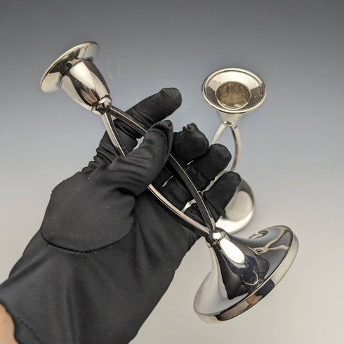 英国ヴィンテージ シルバープレート製 キャンドルスタンド 燭台ペア