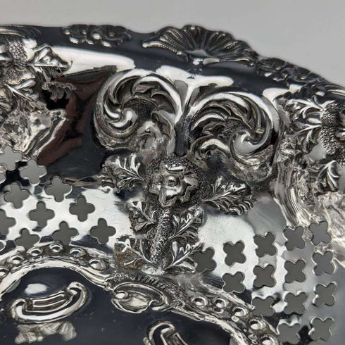 1897 British Antique Pure Silver Bonbon Dish Diameter 15cm William Neale