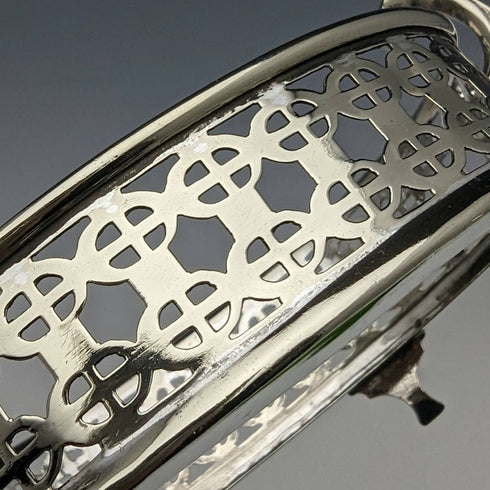 英國古董黃油盤銀盤和綠色玻璃內膽