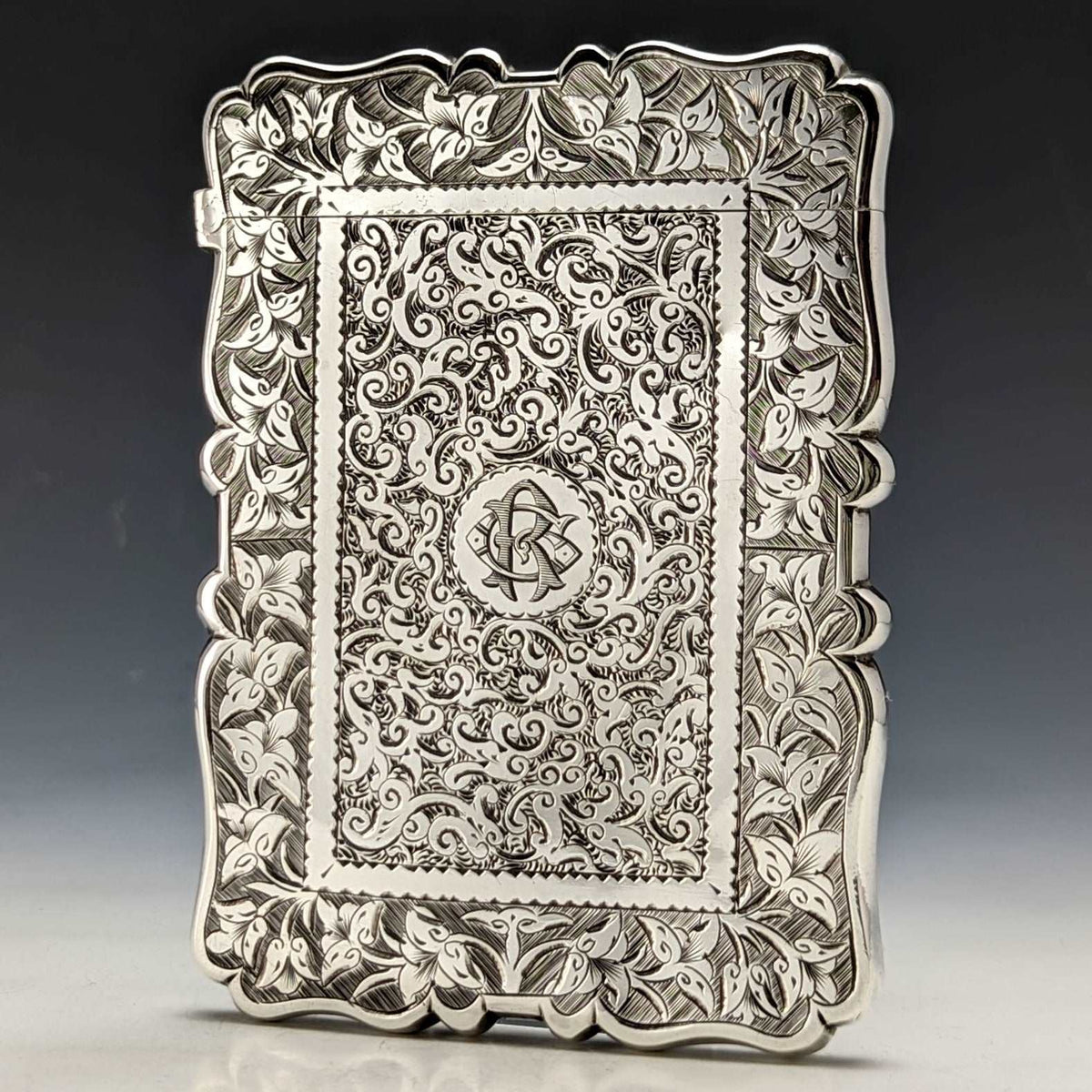 1877 British antique pure silver (925 silver) card case 62g 
