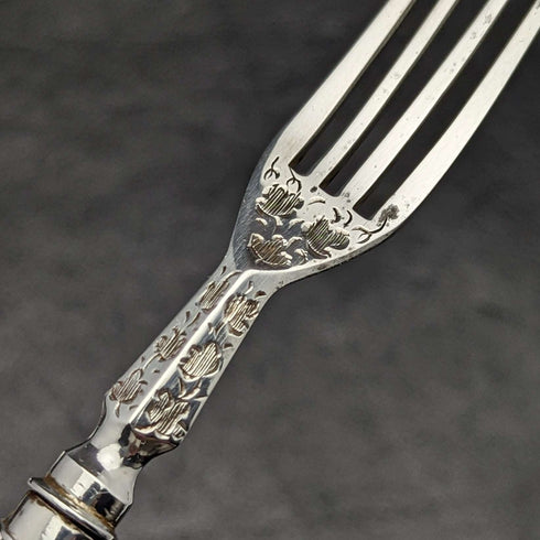 1858年 英国アンティーク 純銀ブレード カトラリーセット6x2 マホガニーケース入