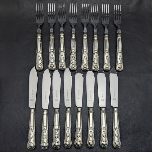 英國復古鍍銀手柄不銹鋼刀片餐具 8x2 套裝 Viners