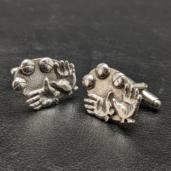British vintage sterling silver hand designed cufflinks