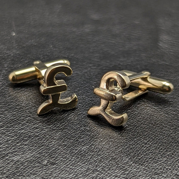 英國製造純銀鍍金英鎊袖扣