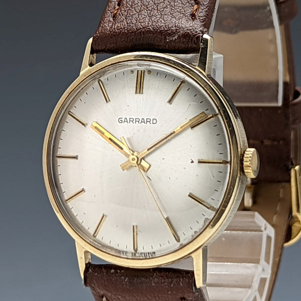 1981 British vintage working fine Garrard K9 solid gold case 3 hands mechanical men's watch
