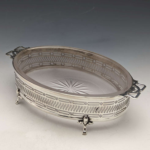 1926 British Vintage Pure Silver & Glass Inner Butter Dish 163g Walker & Hall