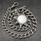 Cadena Albert de plata esterlina (925) antigua británica de alrededor de 1900, 55 g, con medalla tipo fob