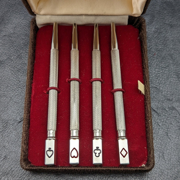 ヴィンテージ 純銀(925シルバー) 推進式ペンシル 4本セット 箱入り