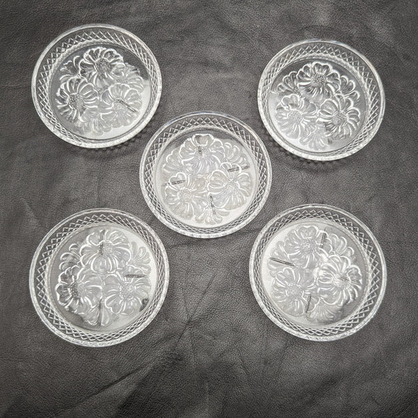 British Vintage Cut Glass Small Dish Set of 5