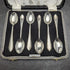 1958 British vintage sterling silver teaspoon set of 6 in a case
