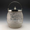 British vintage cut glass biscuit barrel silver plate lid 803g