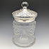 1928 British vintage cut glass biscuit barrel pure silver decoration 831g