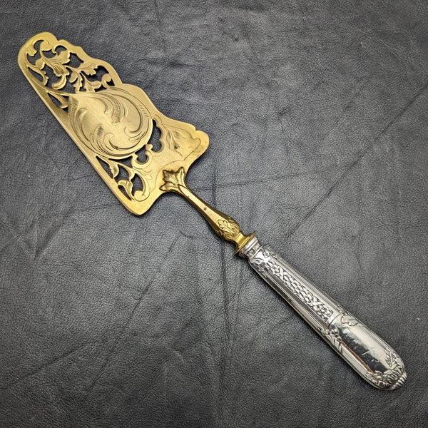 French antique pure silver handle cake server