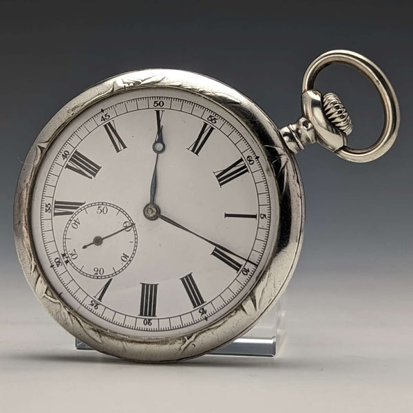 antique Ulysse Nardin pocket watch silver side soldier engraving case works well