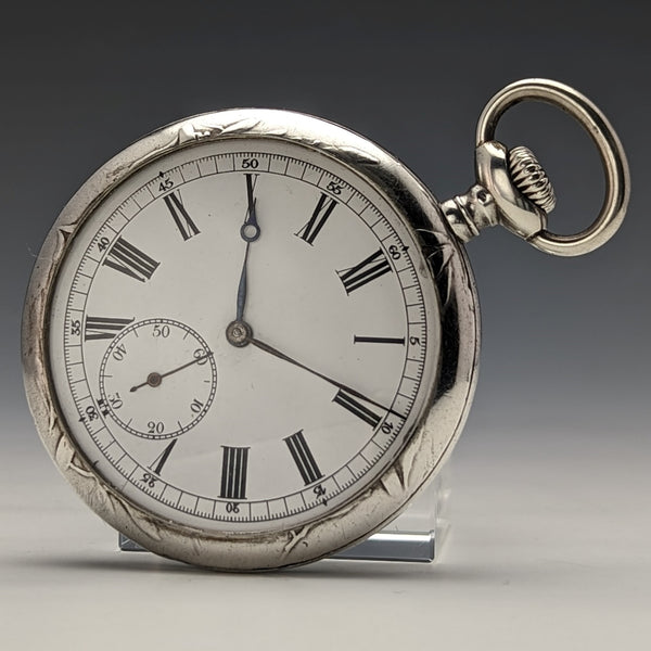 古董 Ulysse Nardin 懷錶銀色側邊士兵雕刻錶殼效果很好