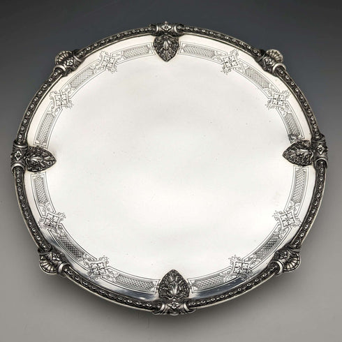 1935 British Vintage Sterling Silver Compote/Tazza Diameter 24cm 668g Barnard