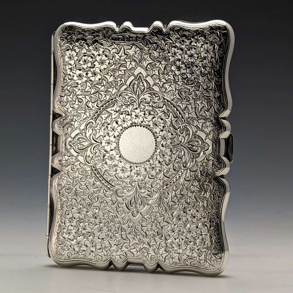 1889 British Antique Sterling Silver Double Open Card Case 123g Deakin and Francis