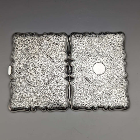 1889年 英国アンティーク 純銀製 両開き型カードケース 123g Deakin and Francis