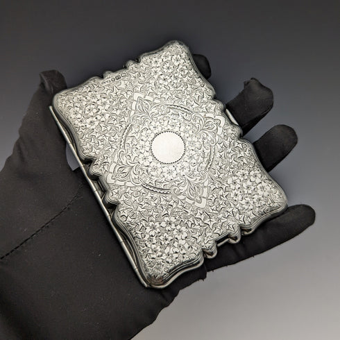 1889 年英國古董純銀雙開口名片盒 123 克 Deakin and Francis