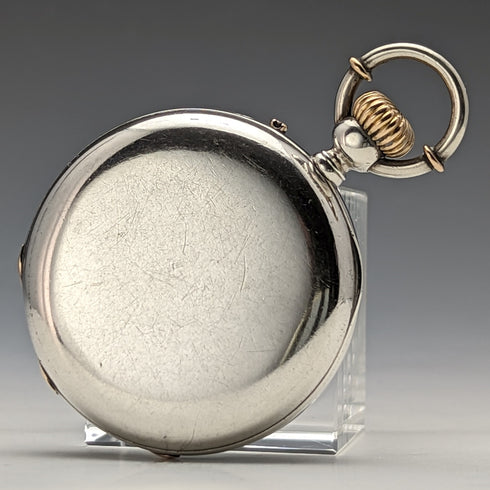 Antique unsigned pocket watch made in France, silver side open face, works well