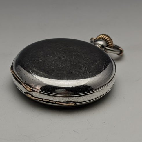 Antique unsigned pocket watch made in France, silver side open face, works well