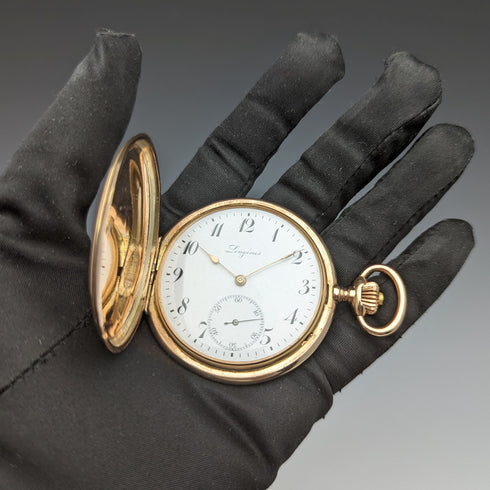 1913年頃 アンティーク ロンジン 懐中時計 金張りハンターケース Cal19.74N 動作良好